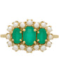 Anillo de Oro 9K con Esmeralda de Brasil y Perla blanca de agua dulce