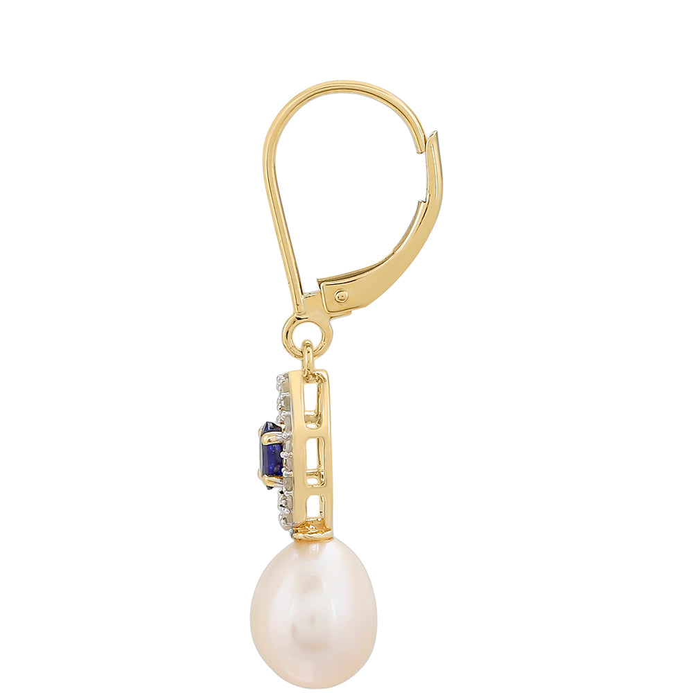 Pendientes de Oro 9K con Zafiro de Tailandia y Diamante blanco 2 