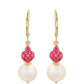 Pendientes de Oro 9K con Rubí de Tailandia y Perla blanca de agua dulce
