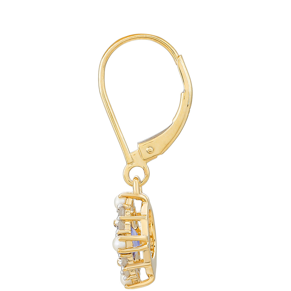 Pendientes de Oro 9K con Tanzanita y Diamante blanco 2 