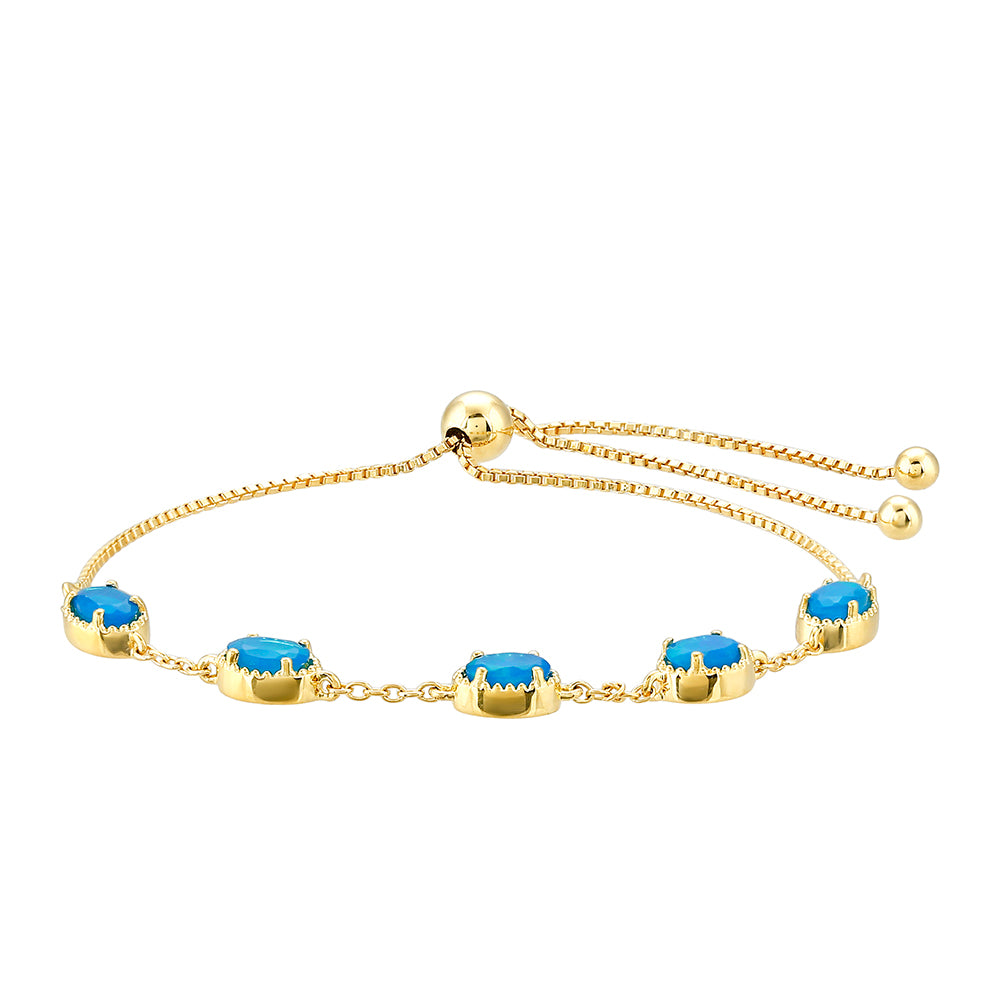 Pulsera de Plata Bañada en Oro con Ópalo Azul Paraiba de Etiopía 2 