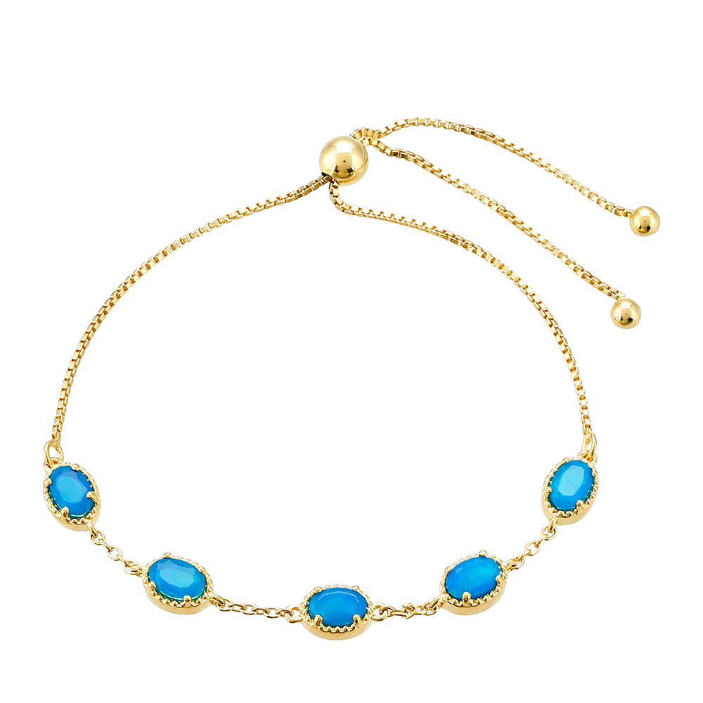 Pulsera de Plata Bañada en Oro con Ópalo Azul Paraiba de Etiopía 1 