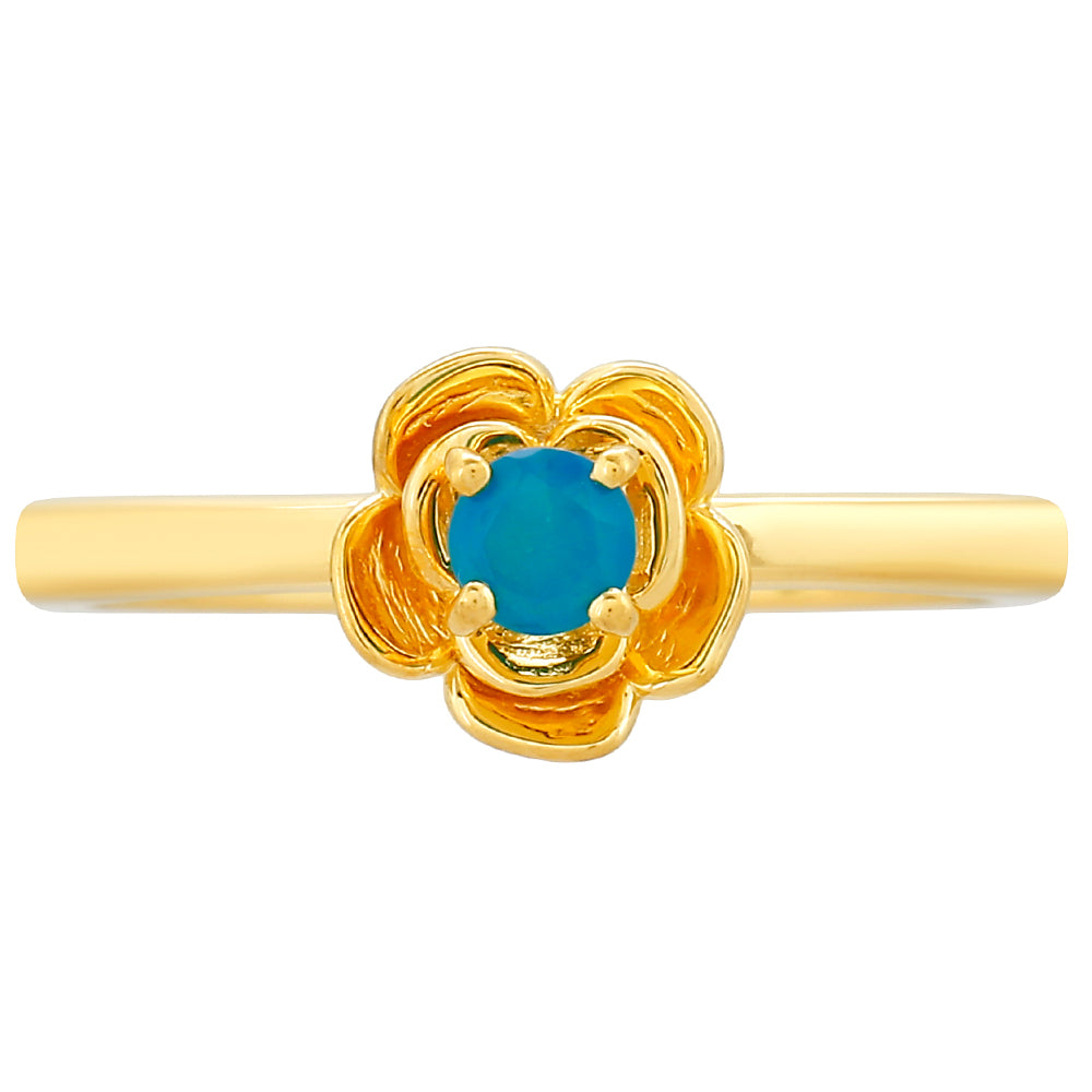 Anillo de Plata Bañada en Oro con Ópalo Azul Paraiba de Etiopía 1 