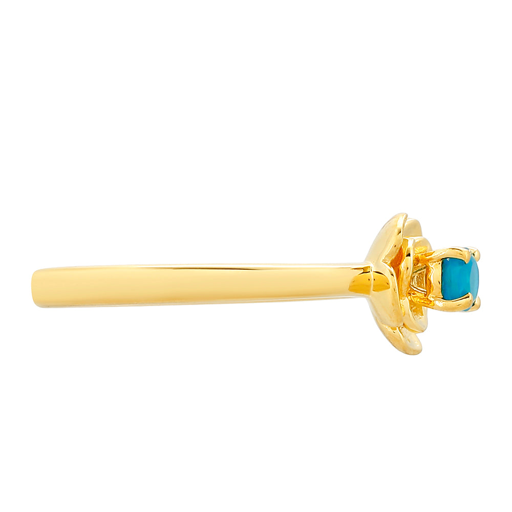 Anillo de Plata Bañada en Oro con Ópalo Azul Paraiba de Etiopía