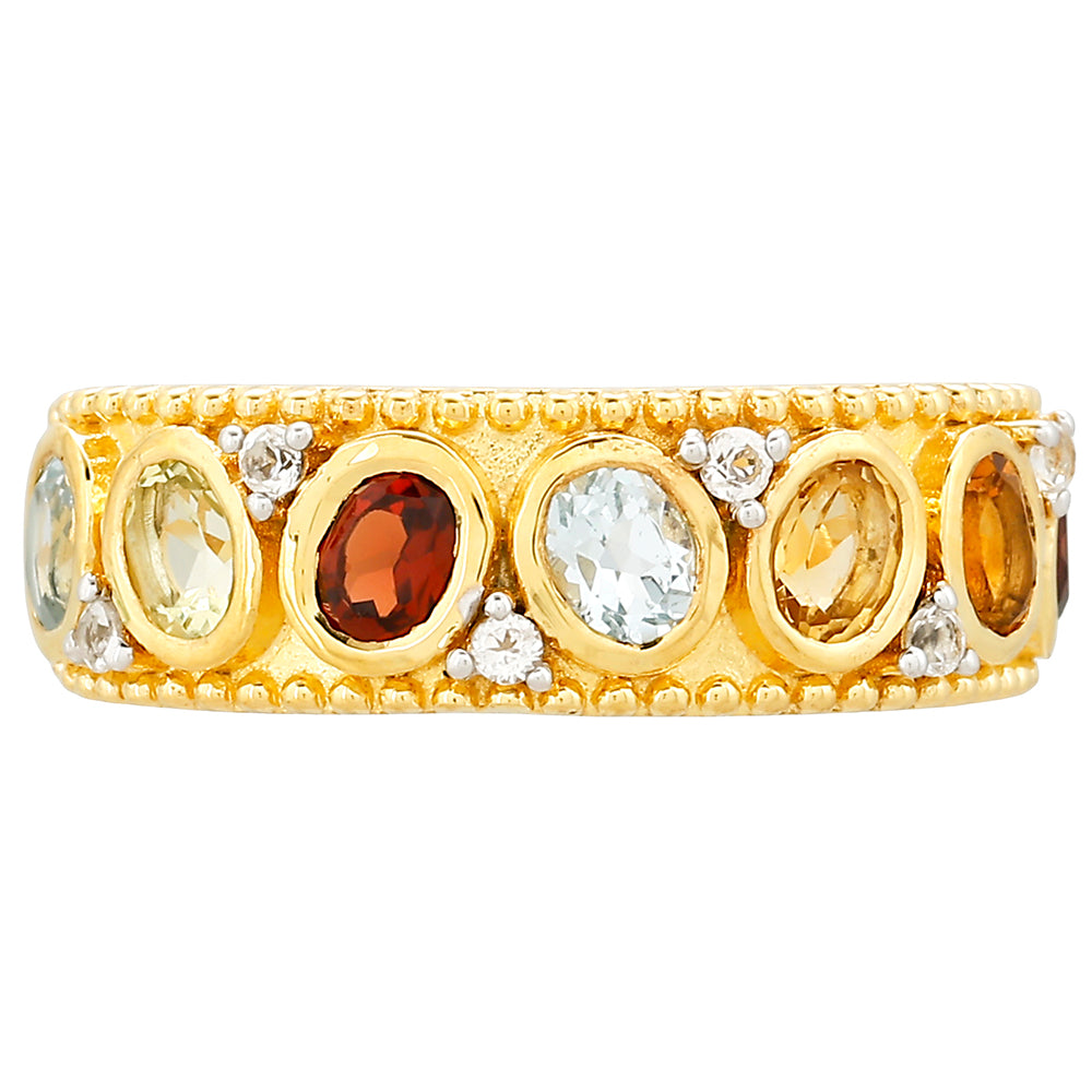 Anillo de Plata Bañada en Oro con Granate y Citrino de Madeira 1 