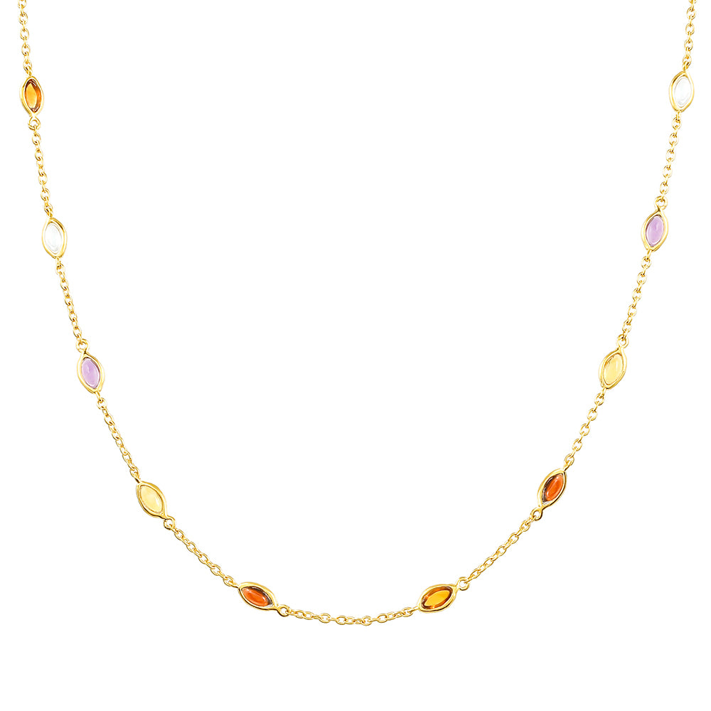 Collar de Plata Bañada en Oro con Amatista y Citrino de Madeira