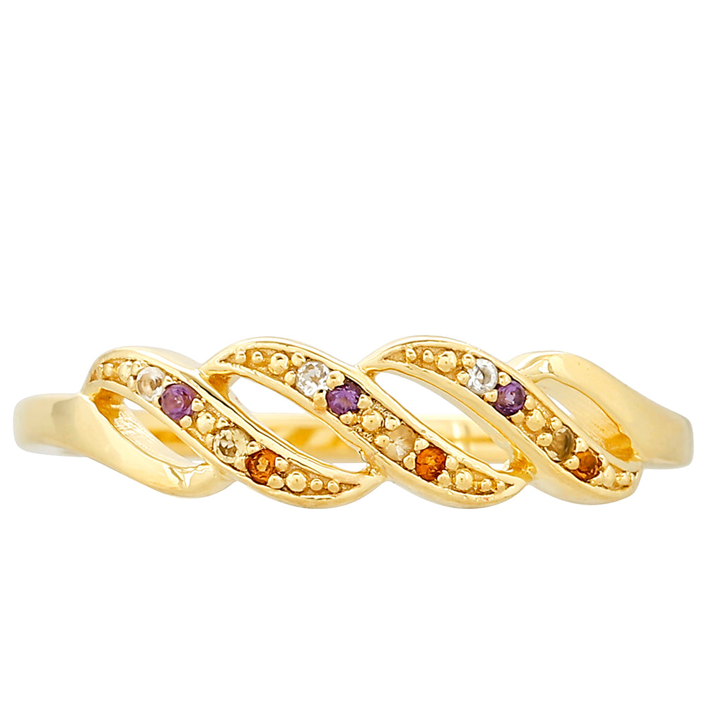 Anillo de Plata Bañada en Oro con Amatista y Citrino de Madeira 1 