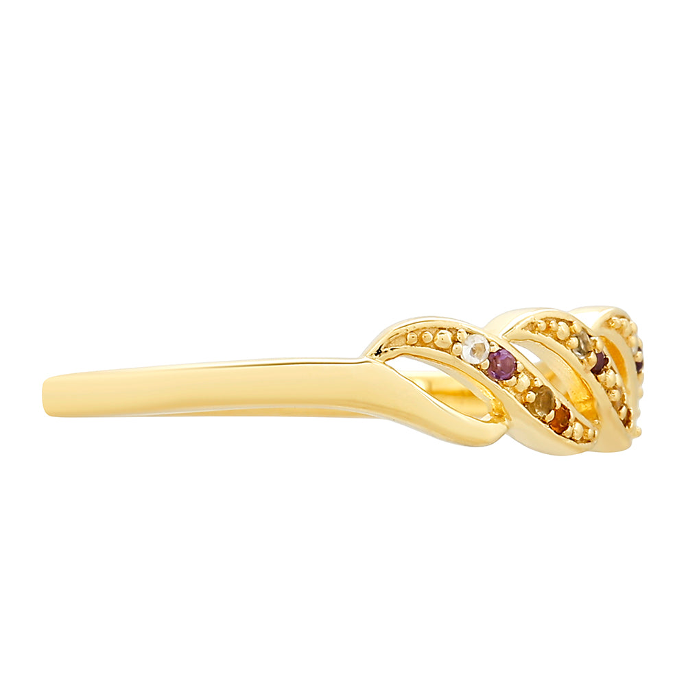 Anillo de Plata Bañada en Oro con Amatista y Citrino de Madeira
