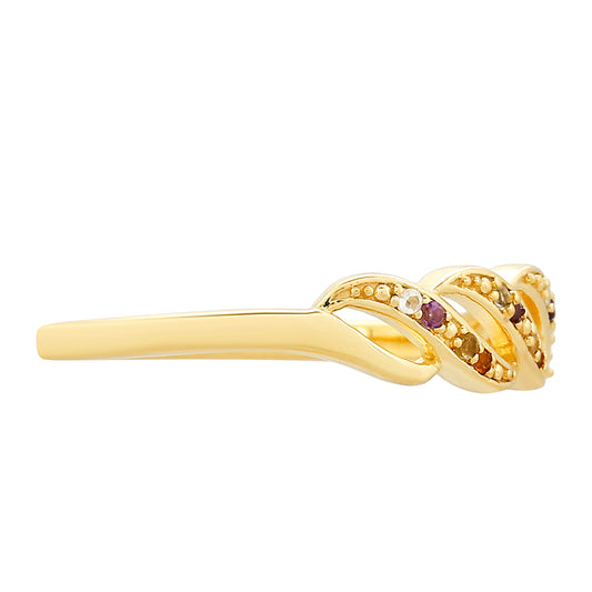Anillo de Plata Bañada en Oro con Amatista y Citrino de Madeira