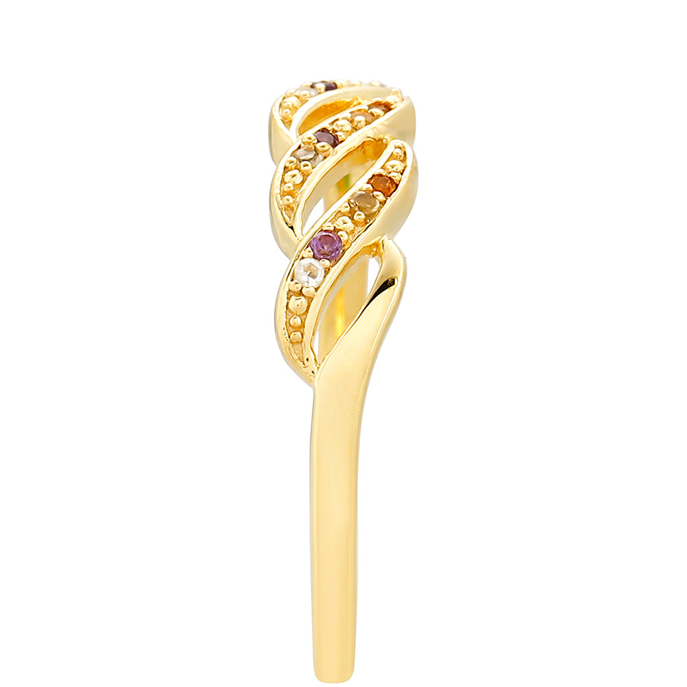 Anillo de Plata Bañada en Oro con Amatista y Citrino de Madeira 3 