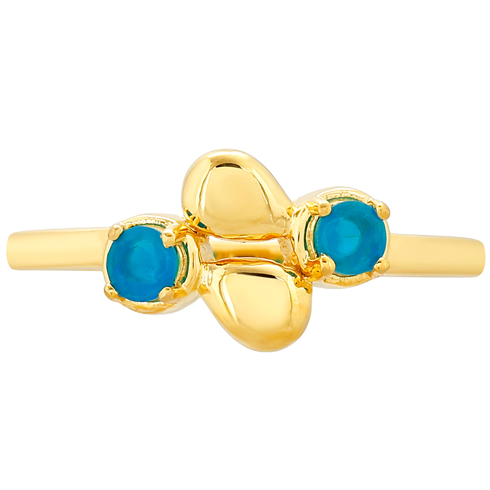 Anillo de Plata Bañada en Oro con Ópalo Azul Paraiba de Etiopía