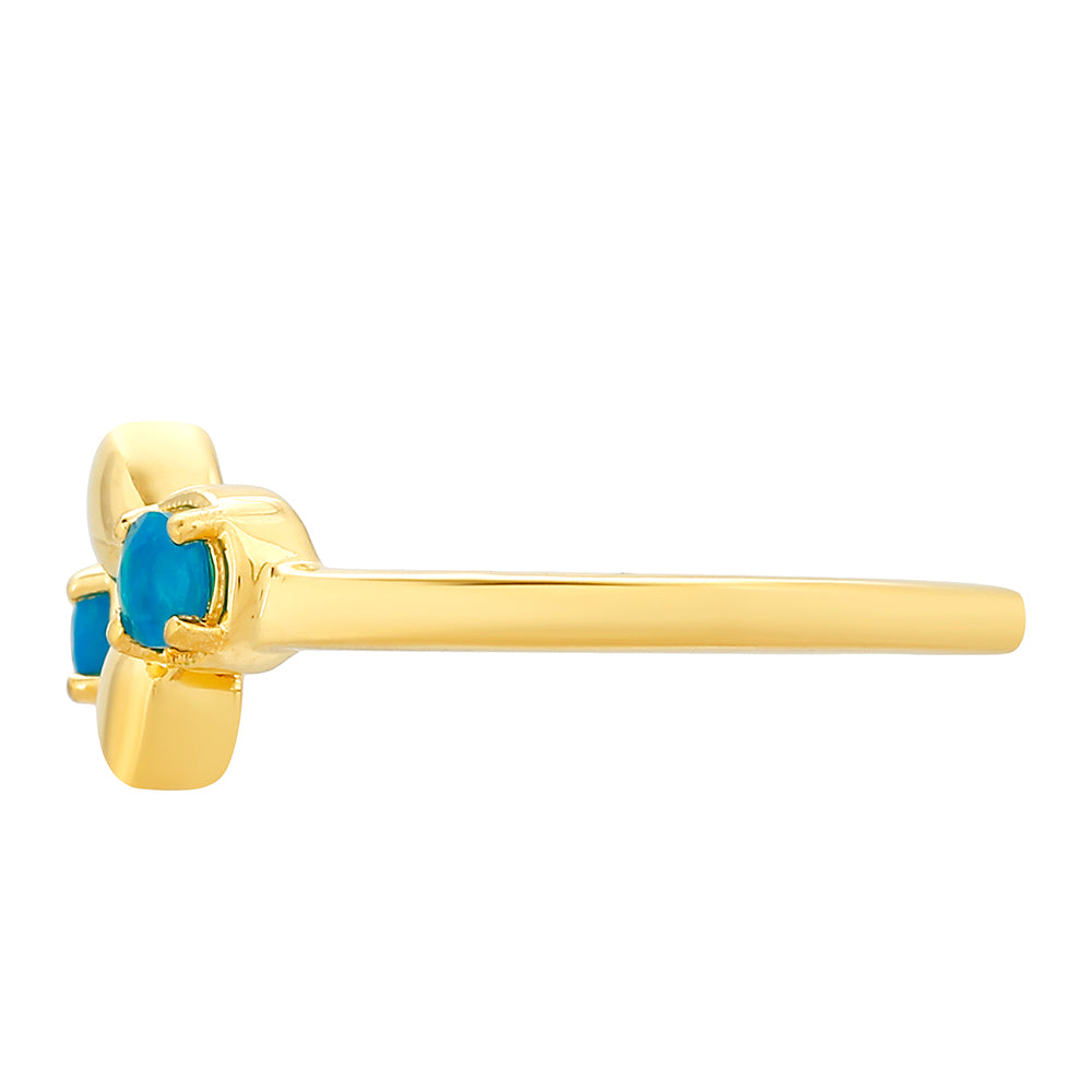 Anillo de Plata Bañada en Oro con Ópalo Azul Paraiba de Etiopía 2 