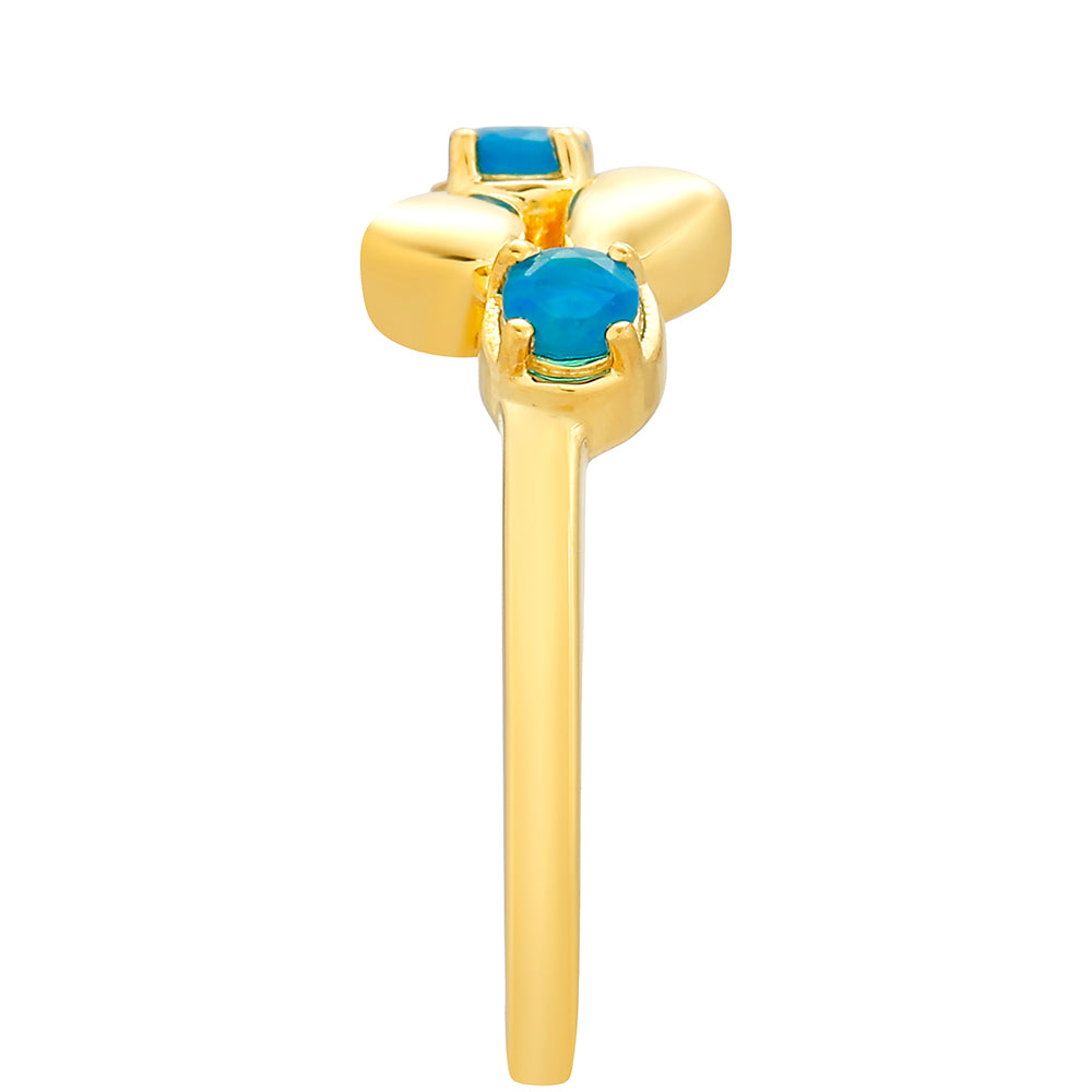 Anillo de Plata Bañada en Oro con Ópalo Azul Paraiba de Etiopía 3 