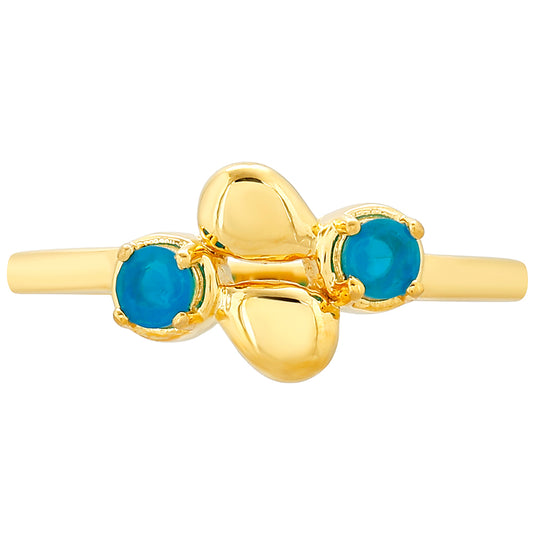 Anillo de Plata Bañada en Oro con Ópalo Azul Paraiba de Etiopía