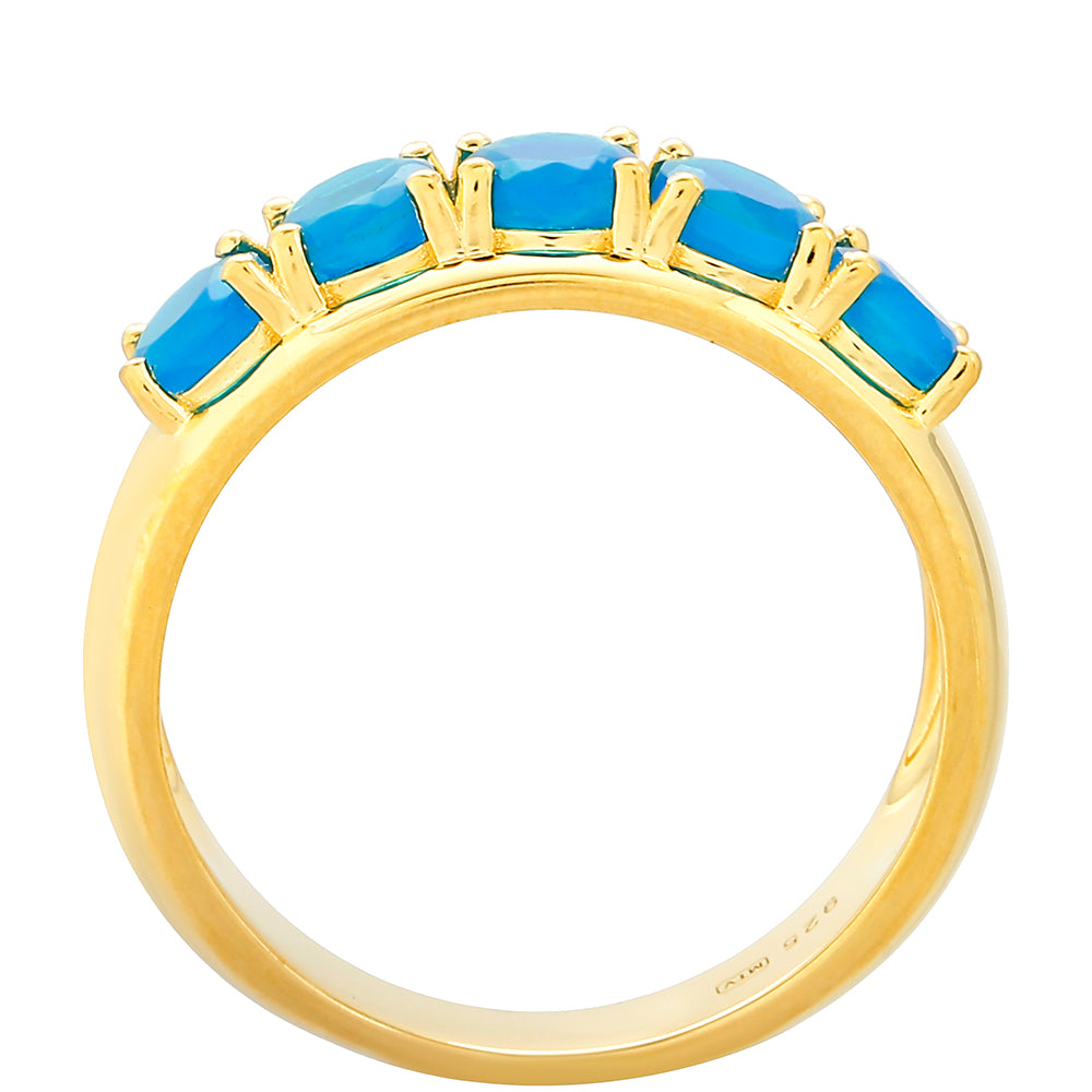 Anillo de Plata Bañada en Oro con Ópalo Azul Paraiba de Etiopía 4 