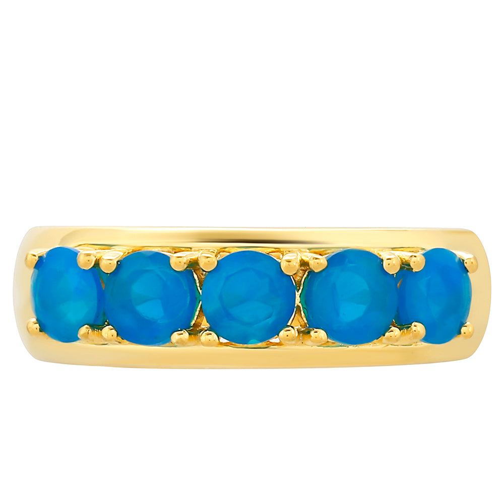 Anillo de Plata Bañada en Oro con Ópalo Azul Paraiba de Etiopía 1 