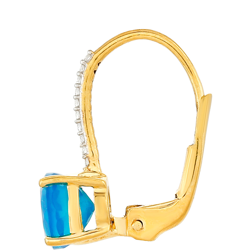 Pendientes de Plata Bañada en Oro con Ópalo Azul Paraiba de Etiopía y Topacio Blanco 2 