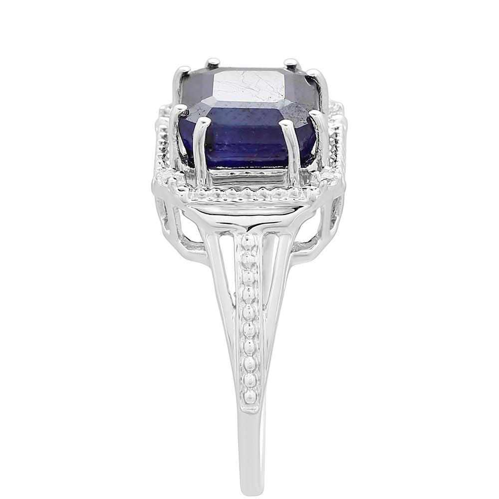 Anillo de Plata con Zafiro de Tailandia y Topacio Blanco 3 