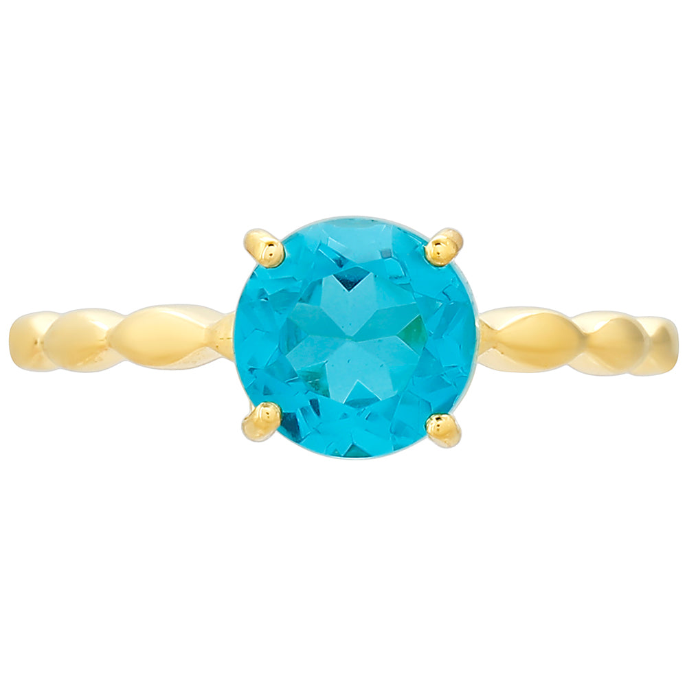 Anillo de Plata Bañada en Oro con Cuarzo Paraiba