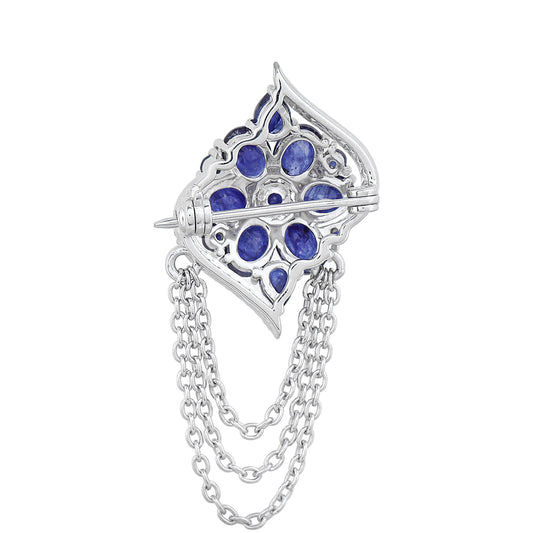 Broche de Plata con Zafiro de Tailandia