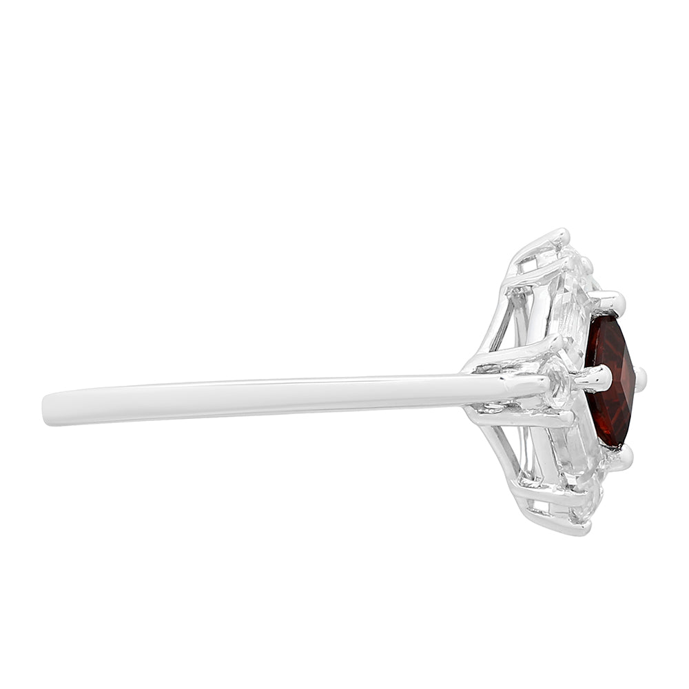 Anillo de Plata con Granate y Topacio Blanco 2 