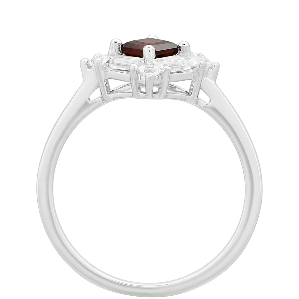Anillo de Plata con Granate y Topacio Blanco 4 
