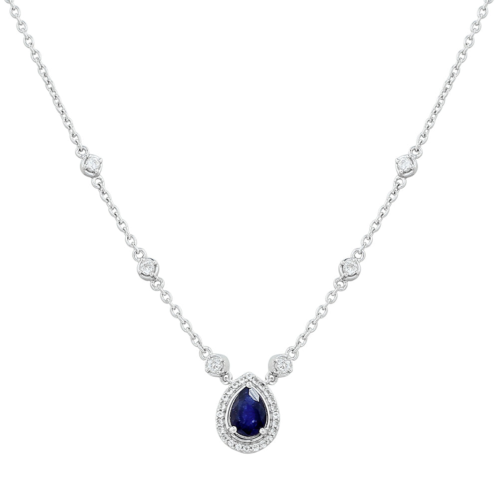 Collar de Plata con Zafiro de Tailandia y Topacio Blanco