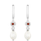 Pendientes de Plata con Granate y Perla blanca de agua dulce