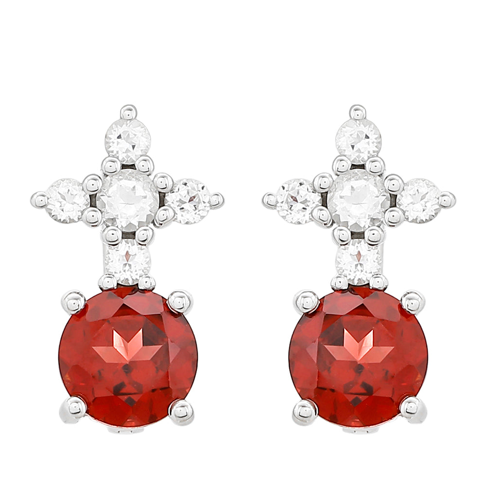 Pendientes de Plata con Granate y Topacio Blanco 1 