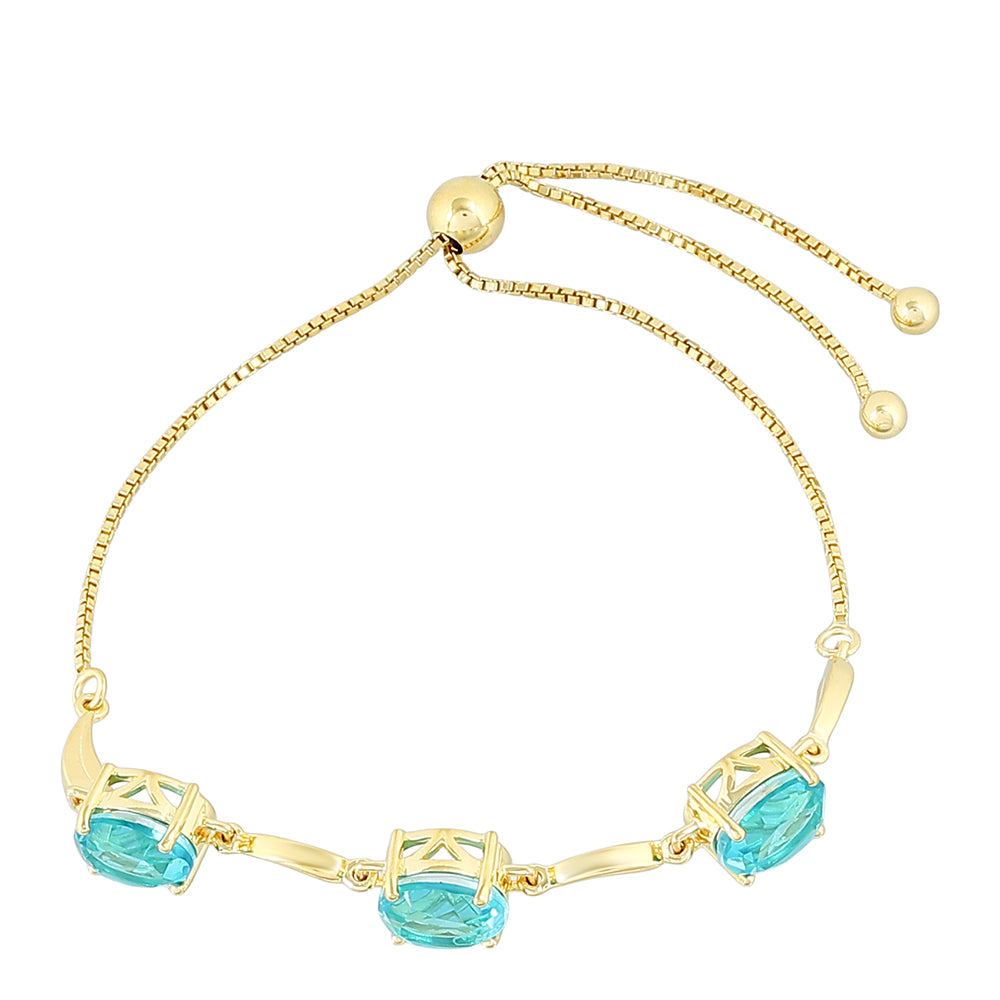 Pulsera de Plata Bañada en Oro con Cuarzo Paraiba 2 