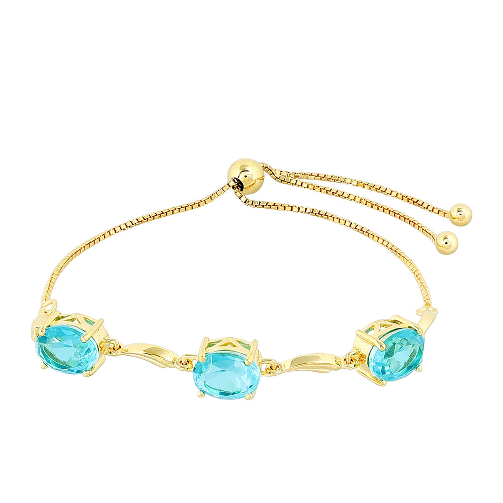 Pulsera de Plata Bañada en Oro con Cuarzo Paraiba 1 