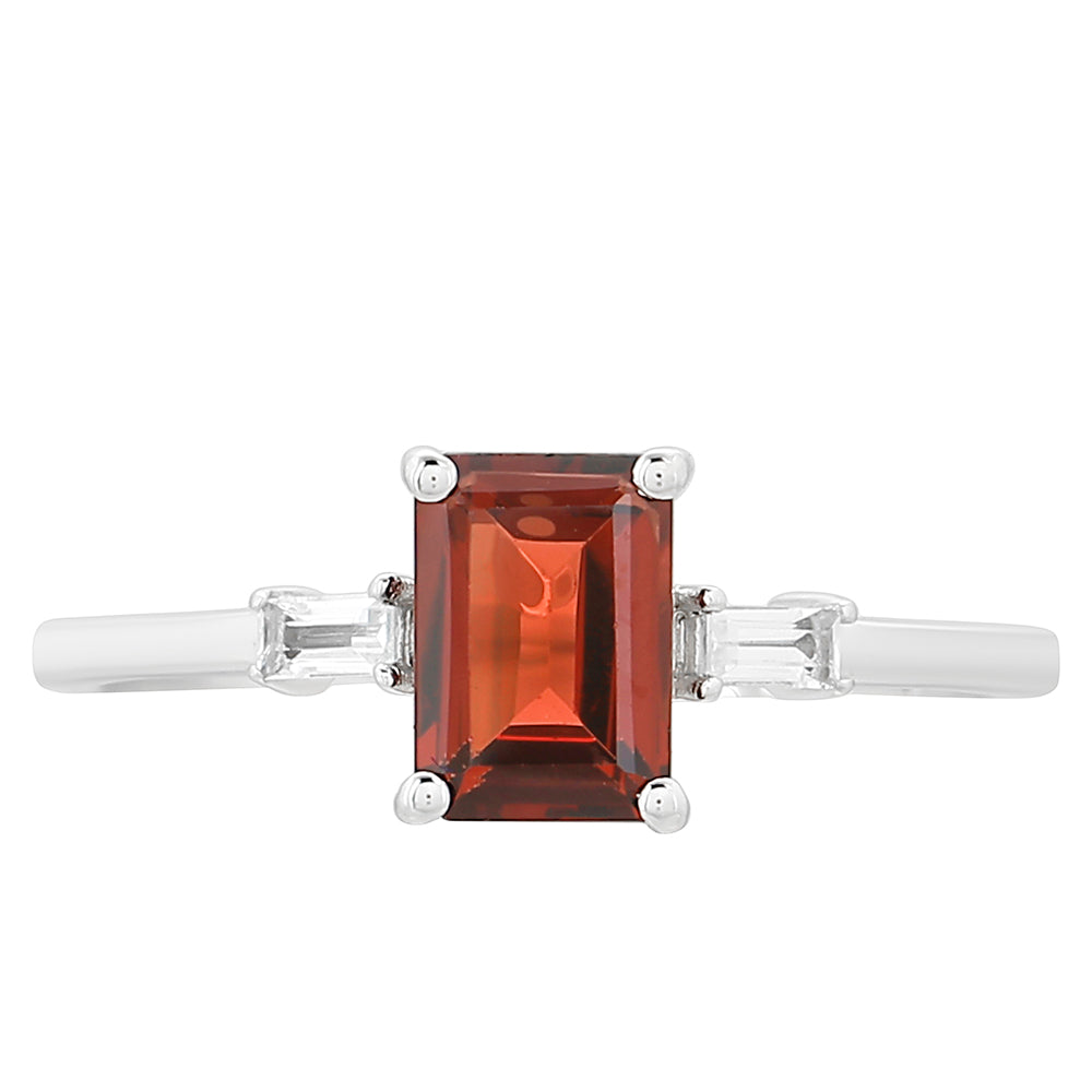 Anillo de Plata con Granate y Topacio Blanco 1 