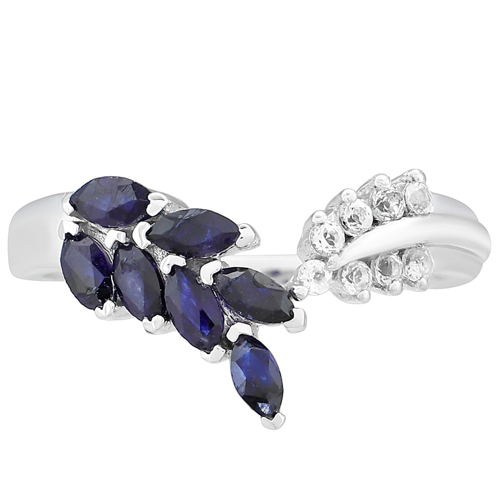 Anillo de Plata con Zafiro de Tailandia y Topacio Blanco 1 
