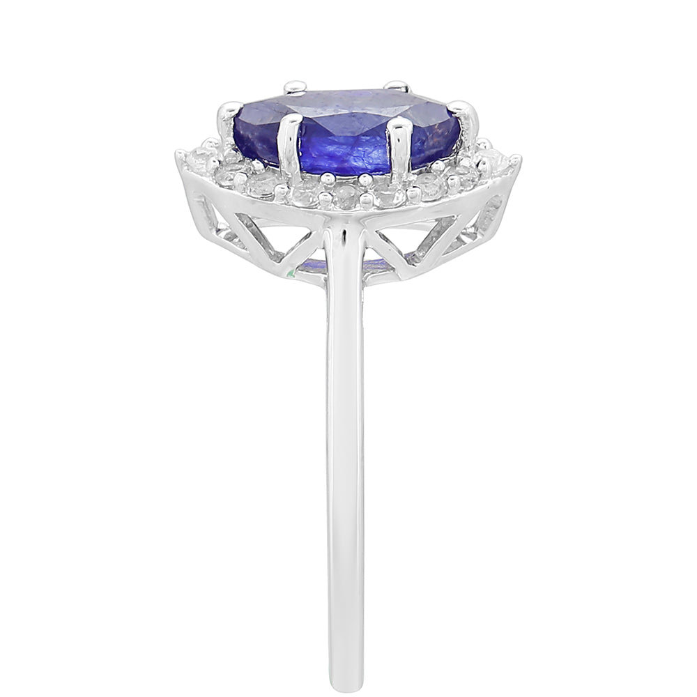 Anillo de Plata con Zafiro de Tailandia y Topacio Blanco 3 