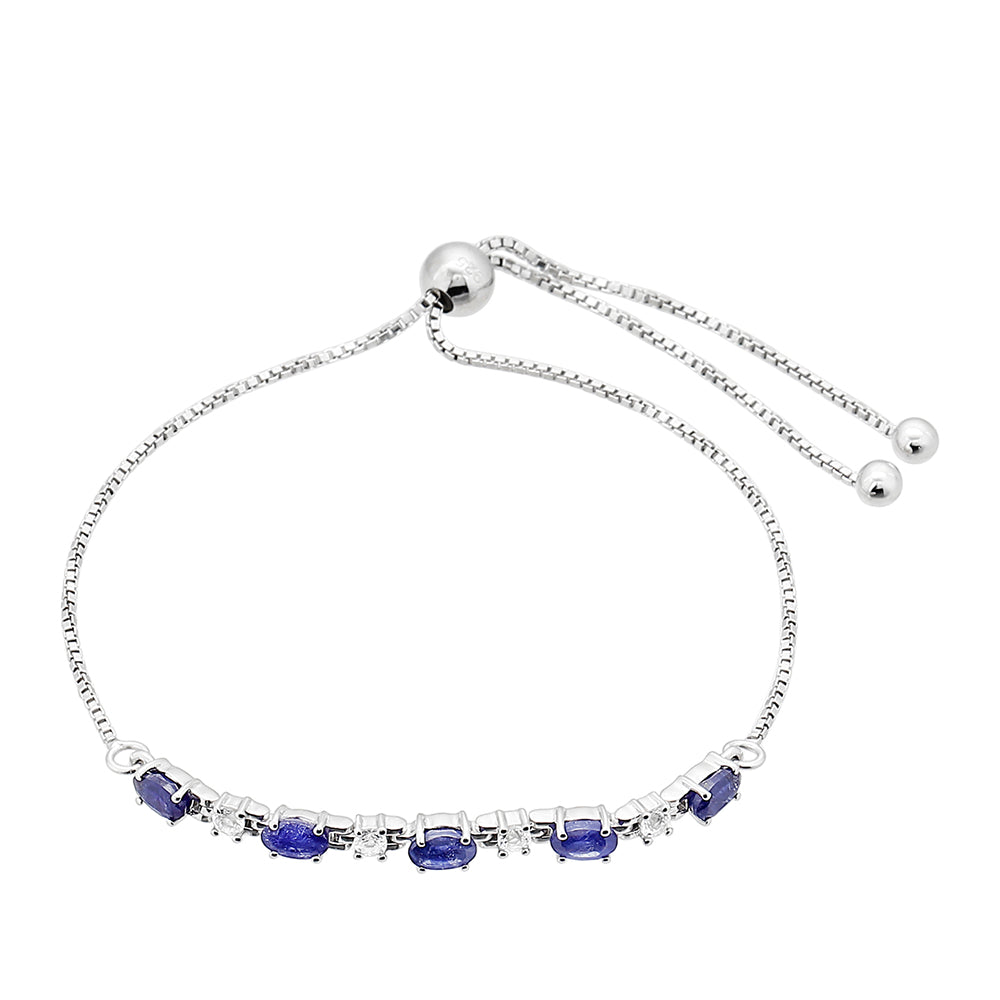 Pulsera de Plata con Zafiro de Tailandia y Topacio Blanco 2 
