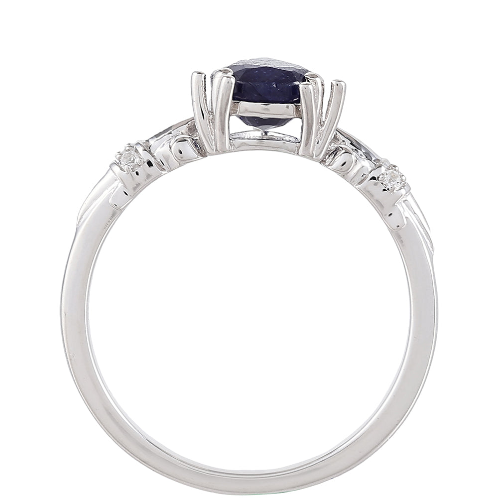 Anillo de Plata con Zafiro de Tailandia y Topacio Blanco 4 
