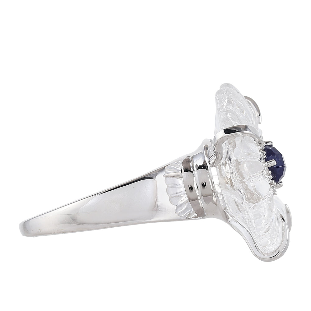 Anillo de Plata con Zafiro de Tailandia y Cuarzo de Cristal