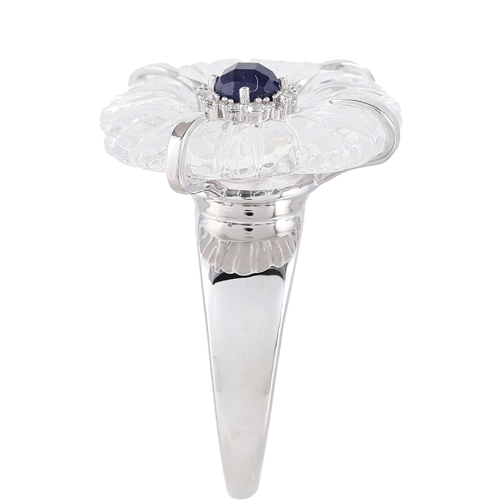 Anillo de Plata con Zafiro de Tailandia y Cuarzo de Cristal 3 
