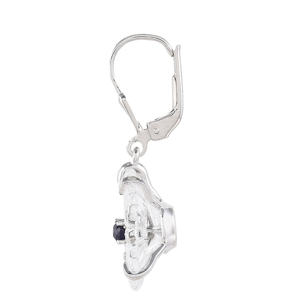 Pendientes de Plata con Zafiro de Tailandia y Cuarzo de Cristal