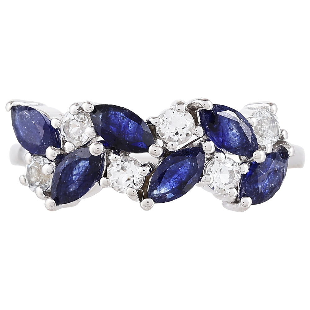Anillo de Plata con Zafiro de Tailandia y Topacio Blanco 1 