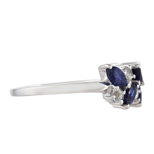 Anillo de Plata con Zafiro de Tailandia y Topacio Blanco