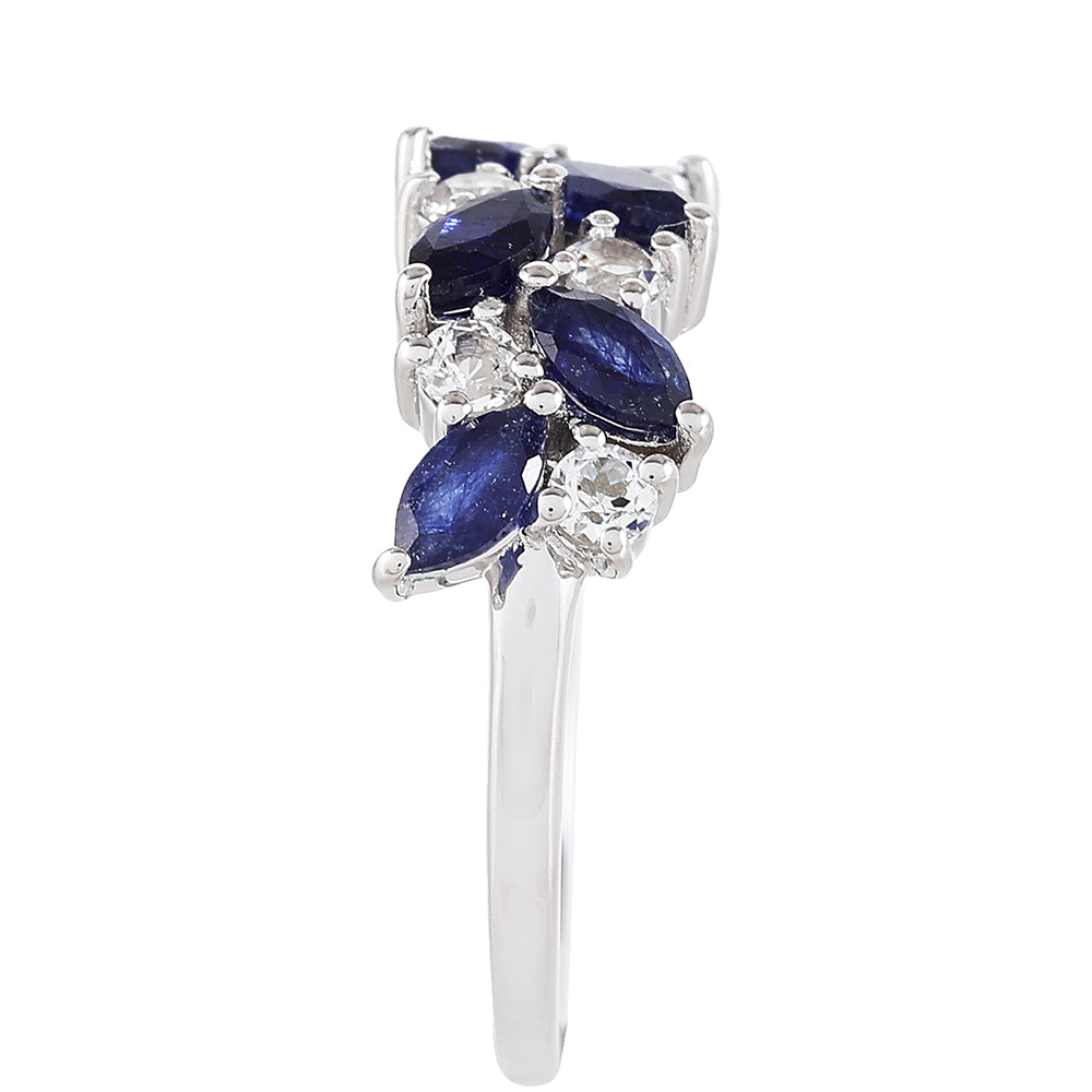 Anillo de Plata con Zafiro de Tailandia y Topacio Blanco