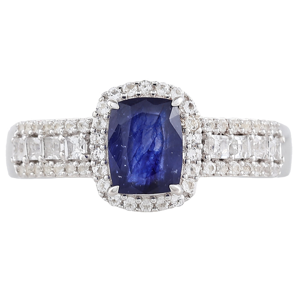 Anillo de Plata con Zafiro de Tailandia y Topacio Blanco 1 