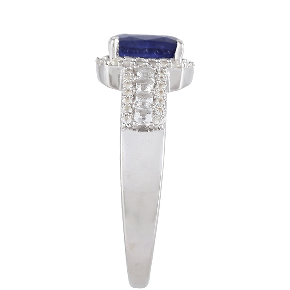 Anillo de Plata con Zafiro de Tailandia y Topacio Blanco 3 