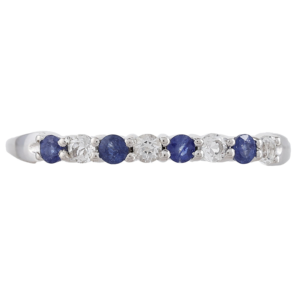 Anillo de Plata con Zafiro de Tailandia y Topacio Blanco