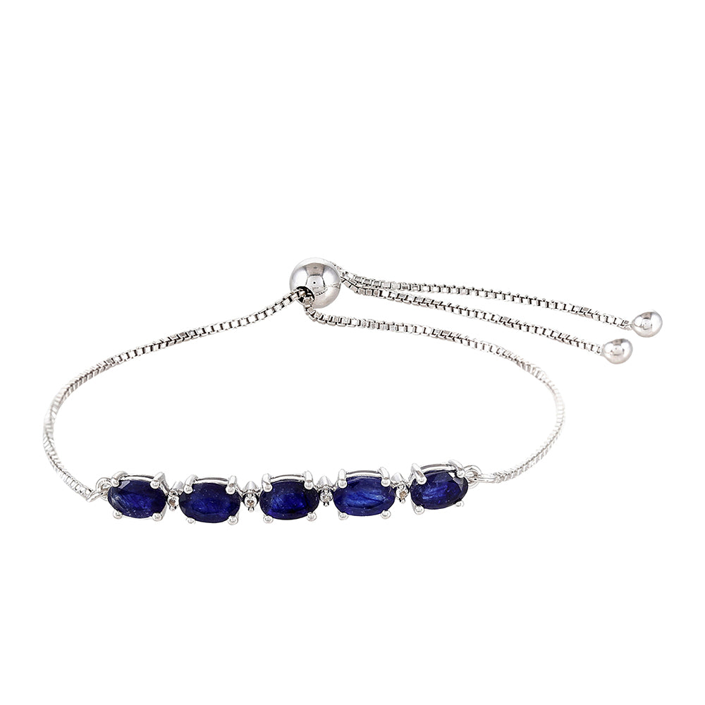 Pulsera de Plata con Zafiro de Tailandia y Topacio Blanco 1 