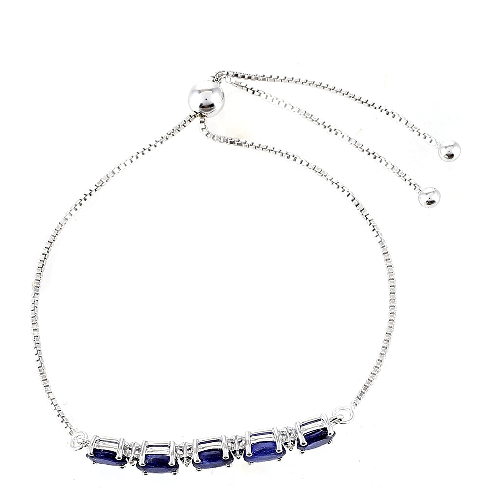 Pulsera de Plata con Zafiro de Tailandia y Topacio Blanco