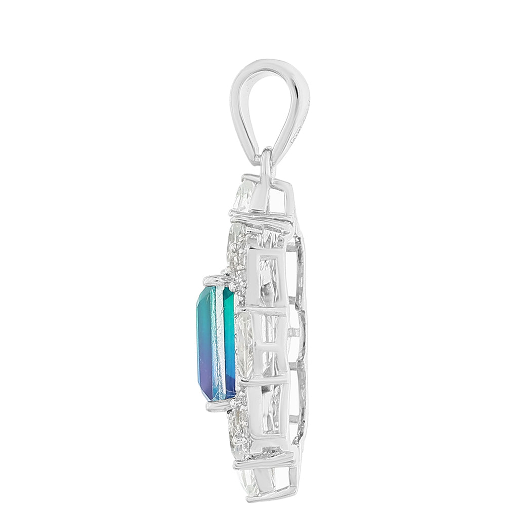Colgante de Plata con Cuarzo Pavo Real y Topacio Blanco 2 
