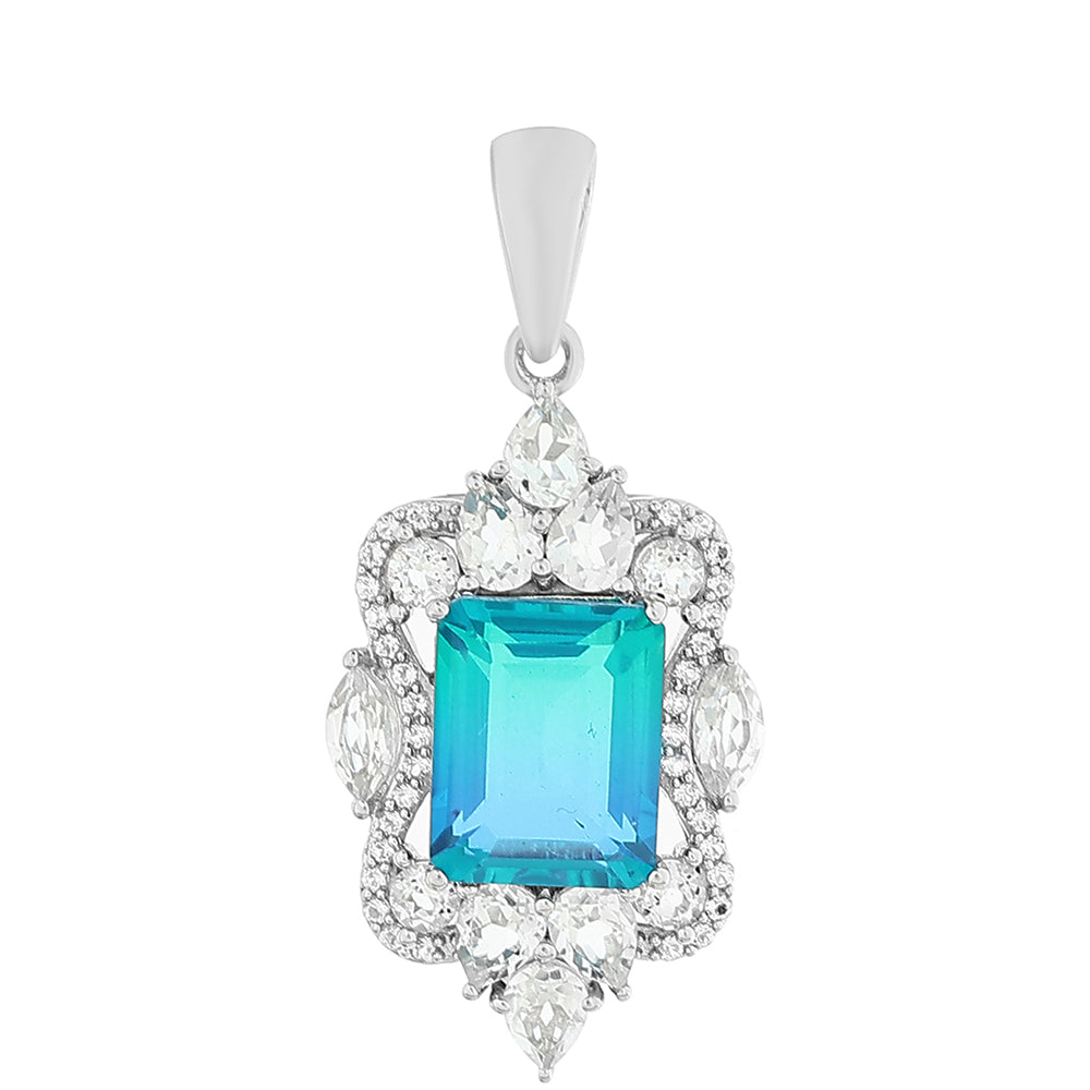 Colgante de Plata con Cuarzo Pavo Real y Topacio Blanco 1 