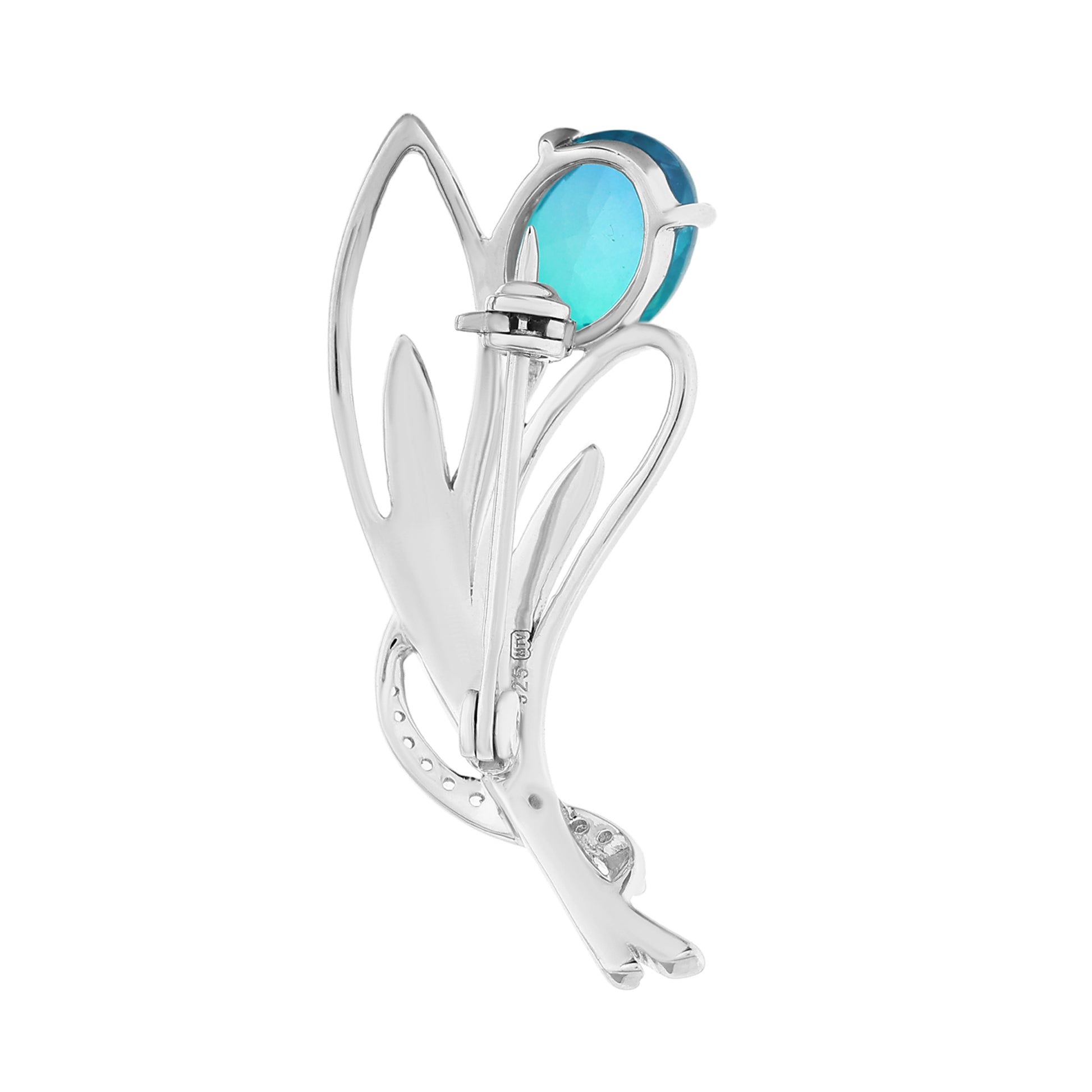 Broche de Plata con Cuarzo Pavo Real y Topacio Blanco 3 